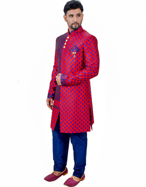 Multi Indo western Brocade Silk Chudidaar Closure View