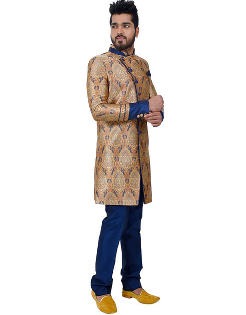 Multi Indo western Zari Brocade Silk Chudidaar Closure View