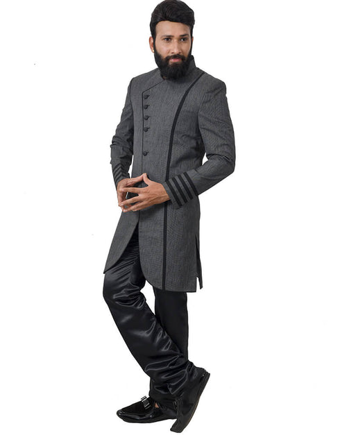 Gray Asparagus Indo western Italian Febric Pant Closure View