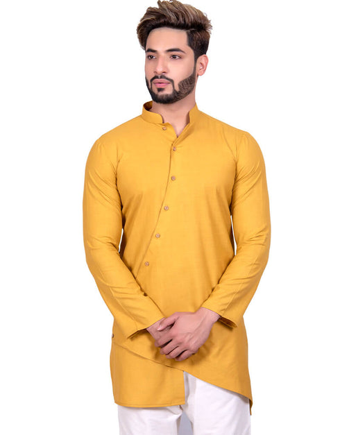 Mustard Indo western Cool Cotton Chudidaar Closure View