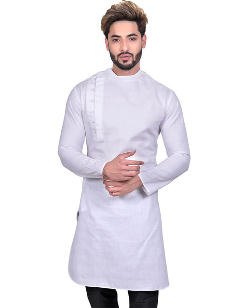 White Indo western Cool Cotton Chudidaar Closure View