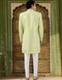 green Kurta silk Jacket Closure View