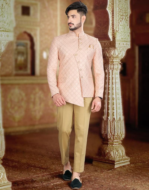 Peach Jodhpuri Art work Silk Pant