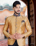 Golden Jodhpuri Art work Silk Pant Closure View