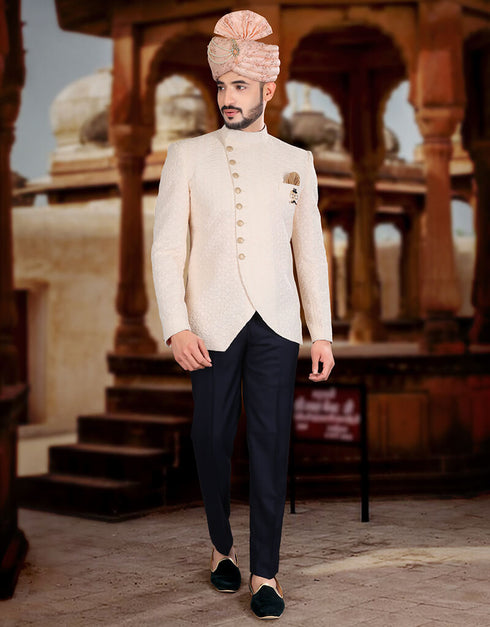 Light Peach Jodhpuri Art work Silk Pant