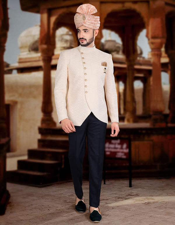 Light Peach Jodhpuri Art work Silk Pant