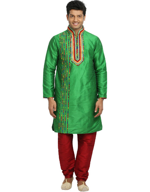 Green Kurta Art Silk Chudidaar