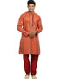 Coral Saffron Kurta Zari Brocade Chudidaar