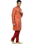 Coral Saffron Kurta Zari Brocade Chudidaar Closure View