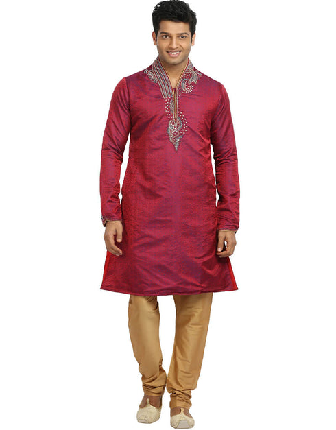 Crimson Kurta Kela Brocade Chudidaar