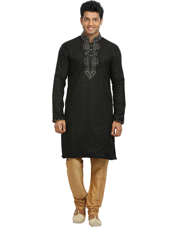 Black Kurta Zari Brocade Chudidaar