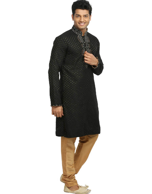 Black Kurta Zari Brocade Chudidaar Closure View