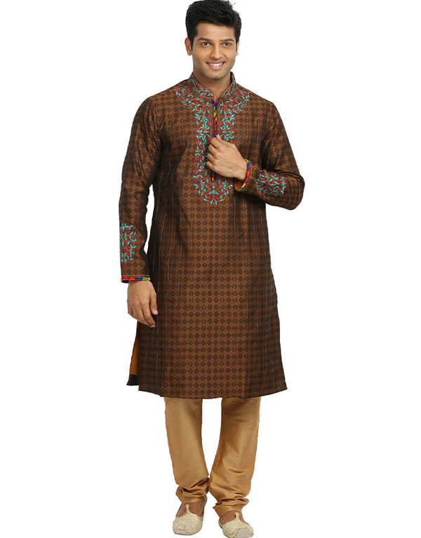 Coffee Kurta Kela Brocade Chudidaar