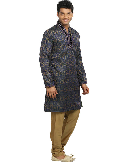 Gold Kurta Zari Brocade Chudidaar Closure View
