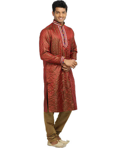 Tomato Kurta Zari Brocade Chudidaar Closure View