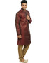 Firebrick Kurta Zari Brocade Chudidaar Closure View
