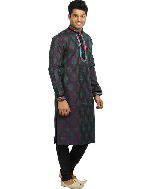 Blueviolet Kurta Kela Brocade Chudidaar Closure View