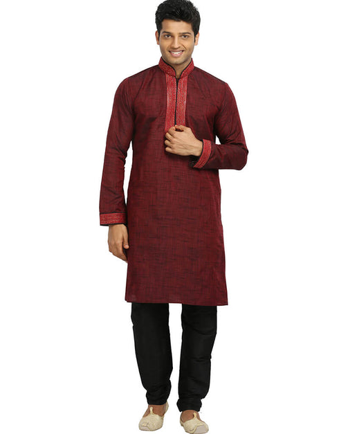 Maroon Kurta Cotton Silk Chudidaar