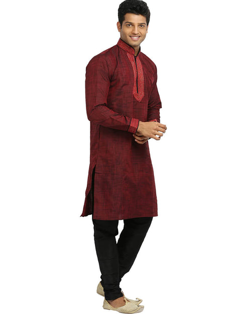 Maroon Kurta Cotton Silk Chudidaar Closure View