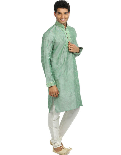 Aquamarine Kurta Cotton Silk Chudidaar Closure View
