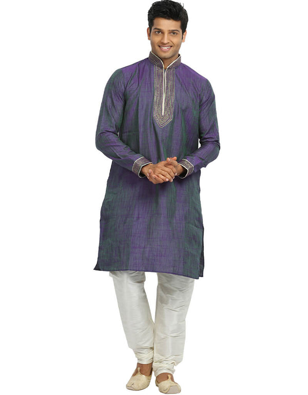 Purplegreen Kurta Cotton Silk Chudidaar