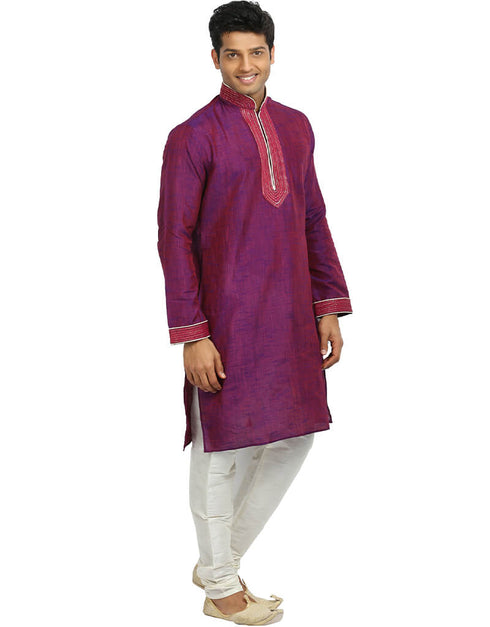 Mediumvioletred Kurta Cotton Silk Chudidaar Closure View
