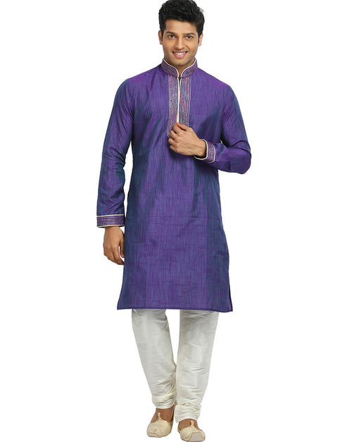 Purpleviolet Kurta Cotton Silk Chudidaar