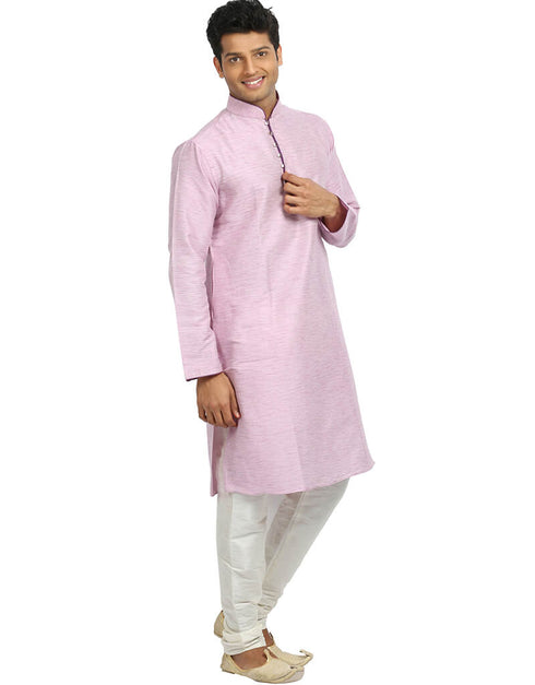 Lightpink Kurta Cotton Silk Chudidaar Closure View