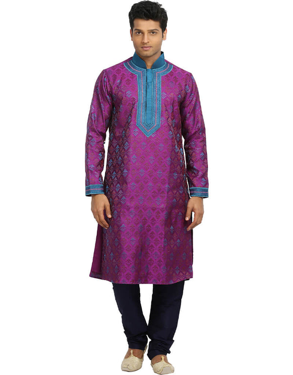Darkmagenta Kurta Zari Brocade Chudidaar
