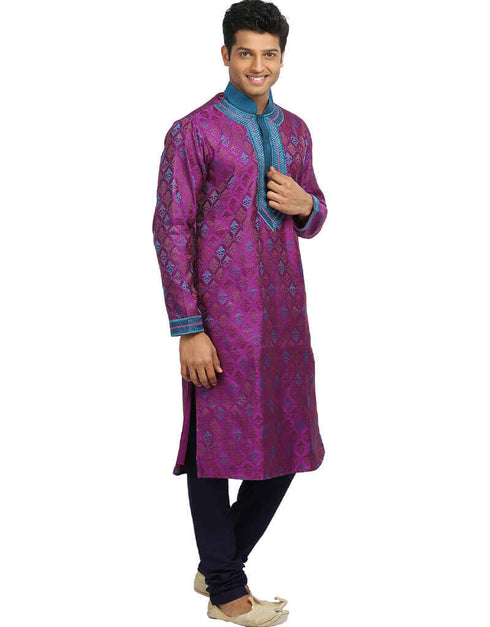 Darkmagenta Kurta Zari Brocade Chudidaar Closure View