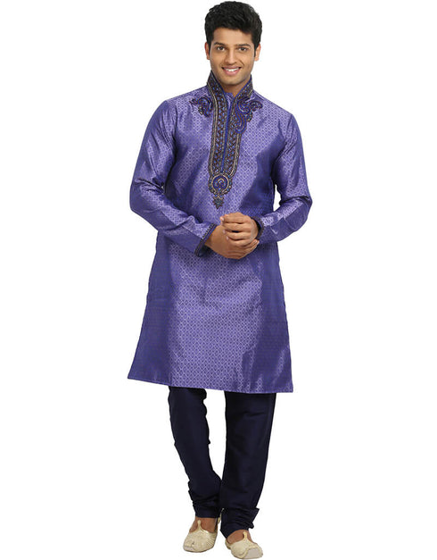 Dark Lavender Kurta Kela Brocade Chudidaar