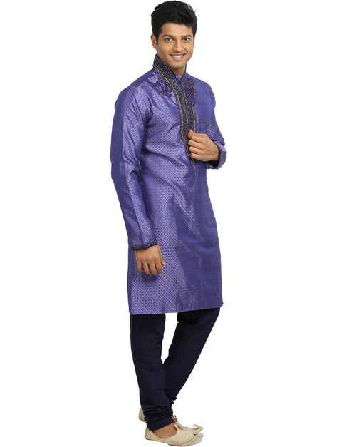 Dark Lavender Kurta Kela Brocade Chudidaar Closure View