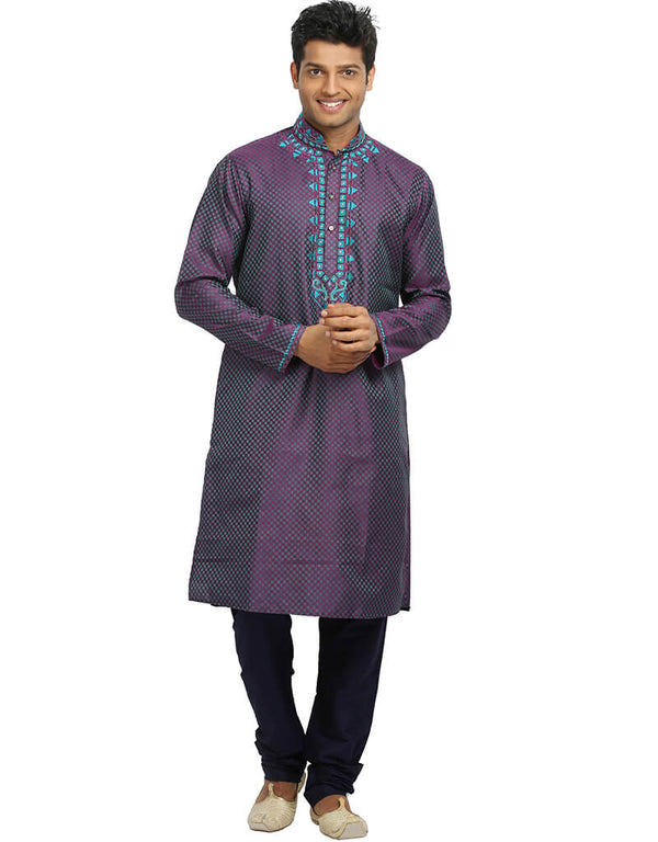 Dark Violet Kurta Kela Brocade Chudidaar