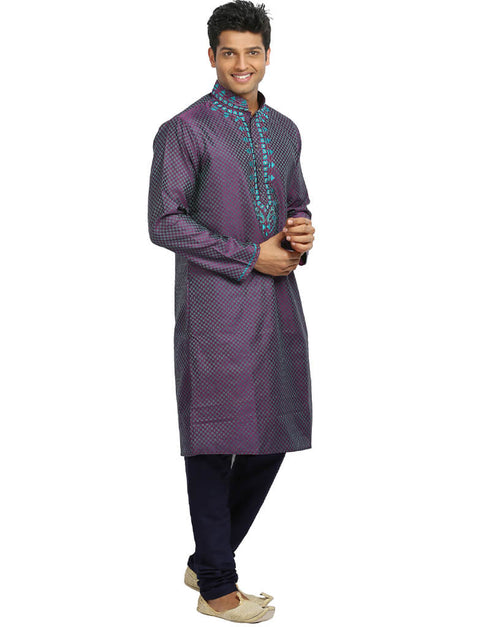 Dark Violet Kurta Kela Brocade Chudidaar Closure View