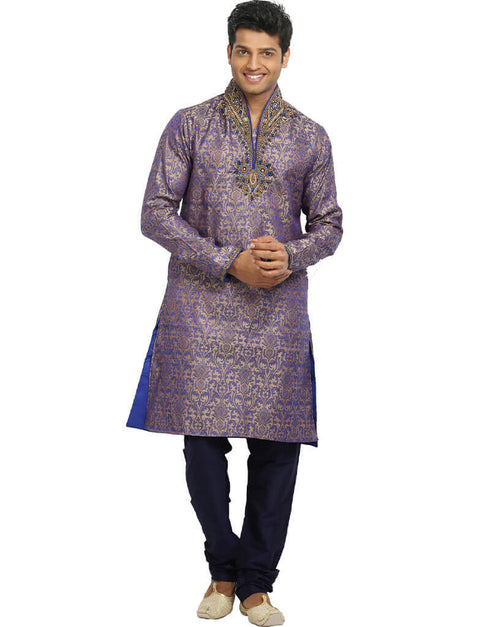 Tan With Blue Kurta Kela Brocade Chudidaar