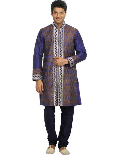 Blue Violet Kurta Kela Brocade Chudidaar