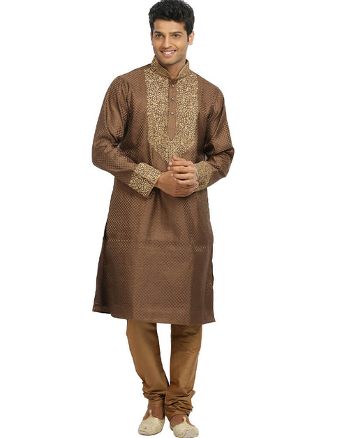 Sienna Coffee Kurta Zari Brocade Chudidaar