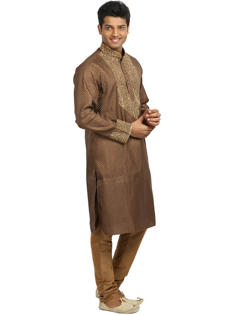 Sienna Coffee Kurta Zari Brocade Chudidaar Closure View