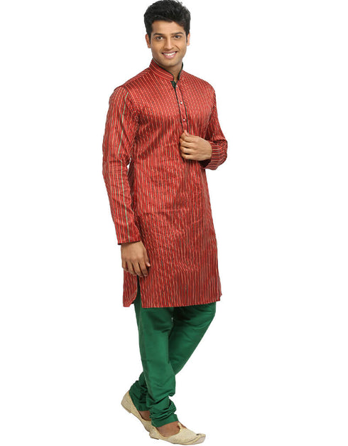 Red Kurta Art Silk Chudidaar Closure View