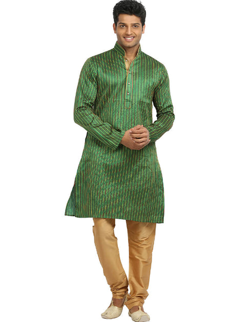 Green Kurta Art Silk Chudidaar