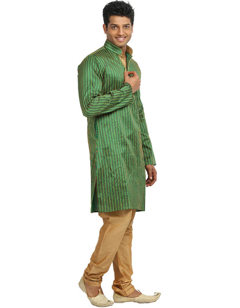 Green Kurta Art Silk Chudidaar Closure View