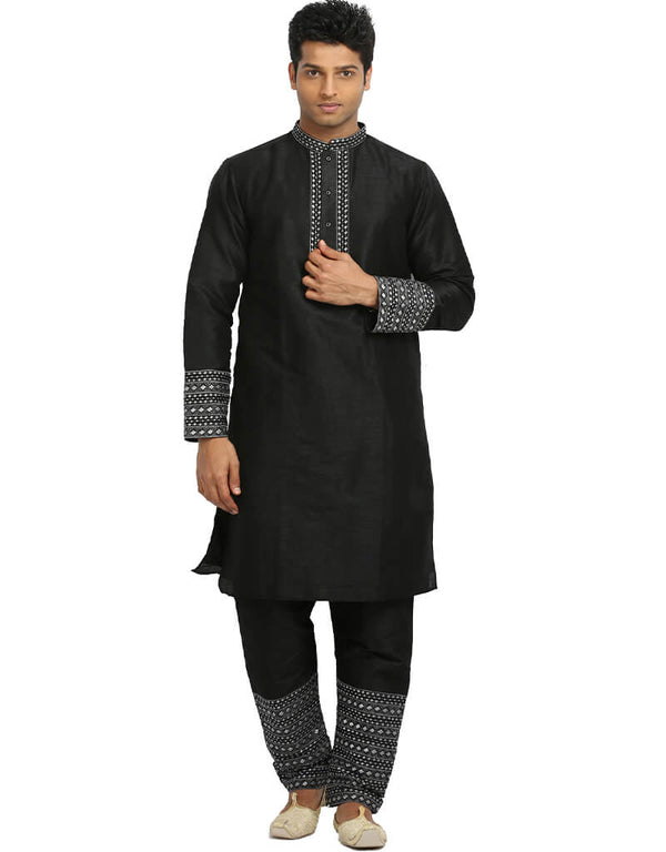 Black Kurta Art Silk Chudidaar