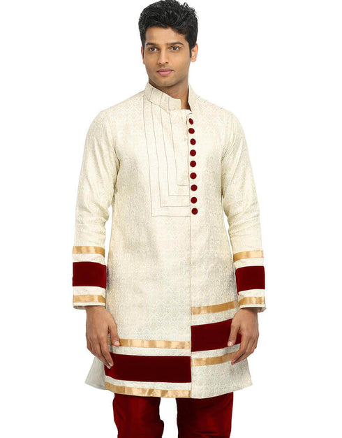 Beige Kurta Zari Brocade Chudidaar