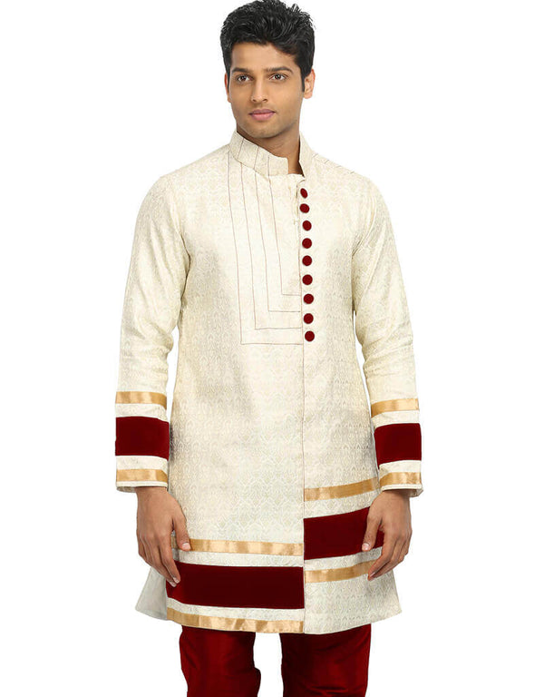 Beige Kurta Zari Brocade Chudidaar