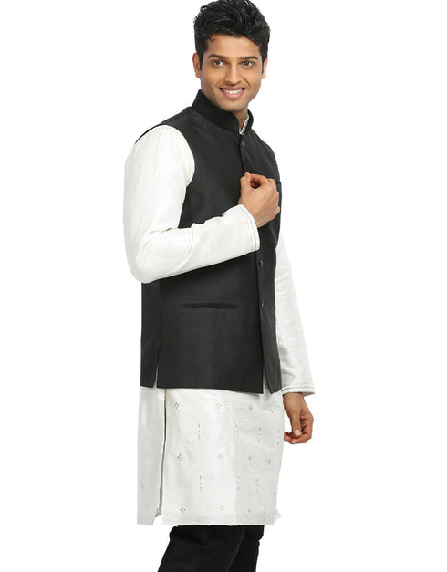 Black Jacket Art Silk NA Closure View