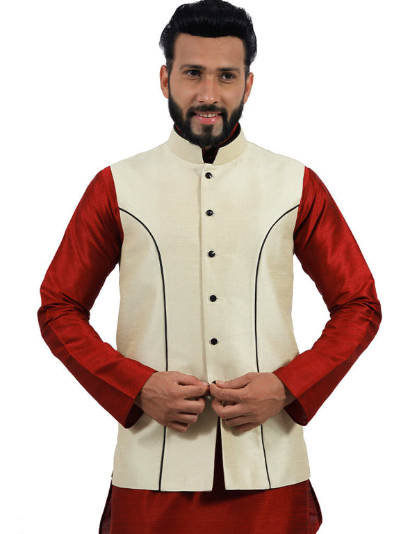 Cream Jacket Art Silk NA