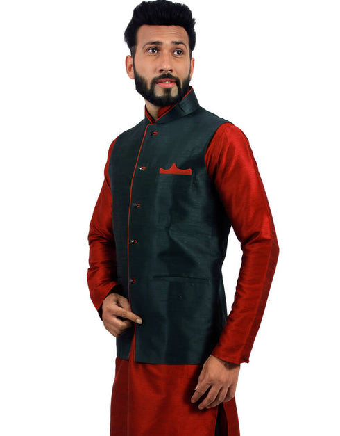 Dark Oak Leaf Jacket Art Silk NA Closure View