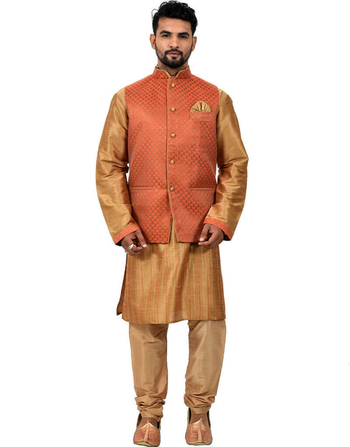 Golden Kurta Art Silk Chudidaar