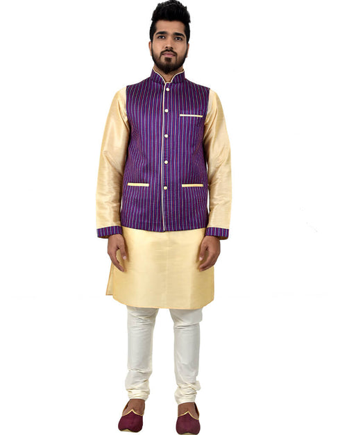 Cream Kurta Art Silk Chudidaar