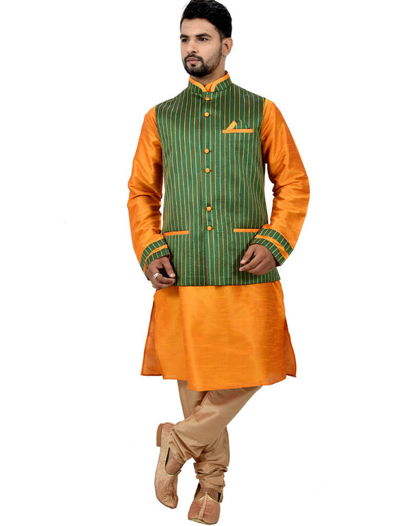 Cadminm Orang Kurta Art Silk Chudidaar